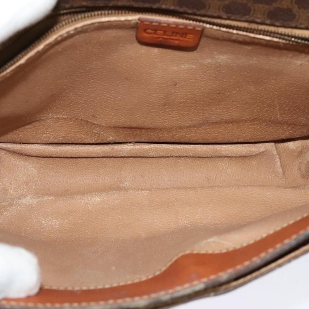 Authentic CELINE Macadam Canvas Shoulder Bag PVC Leather Brown Gold - Picture 3 of 16